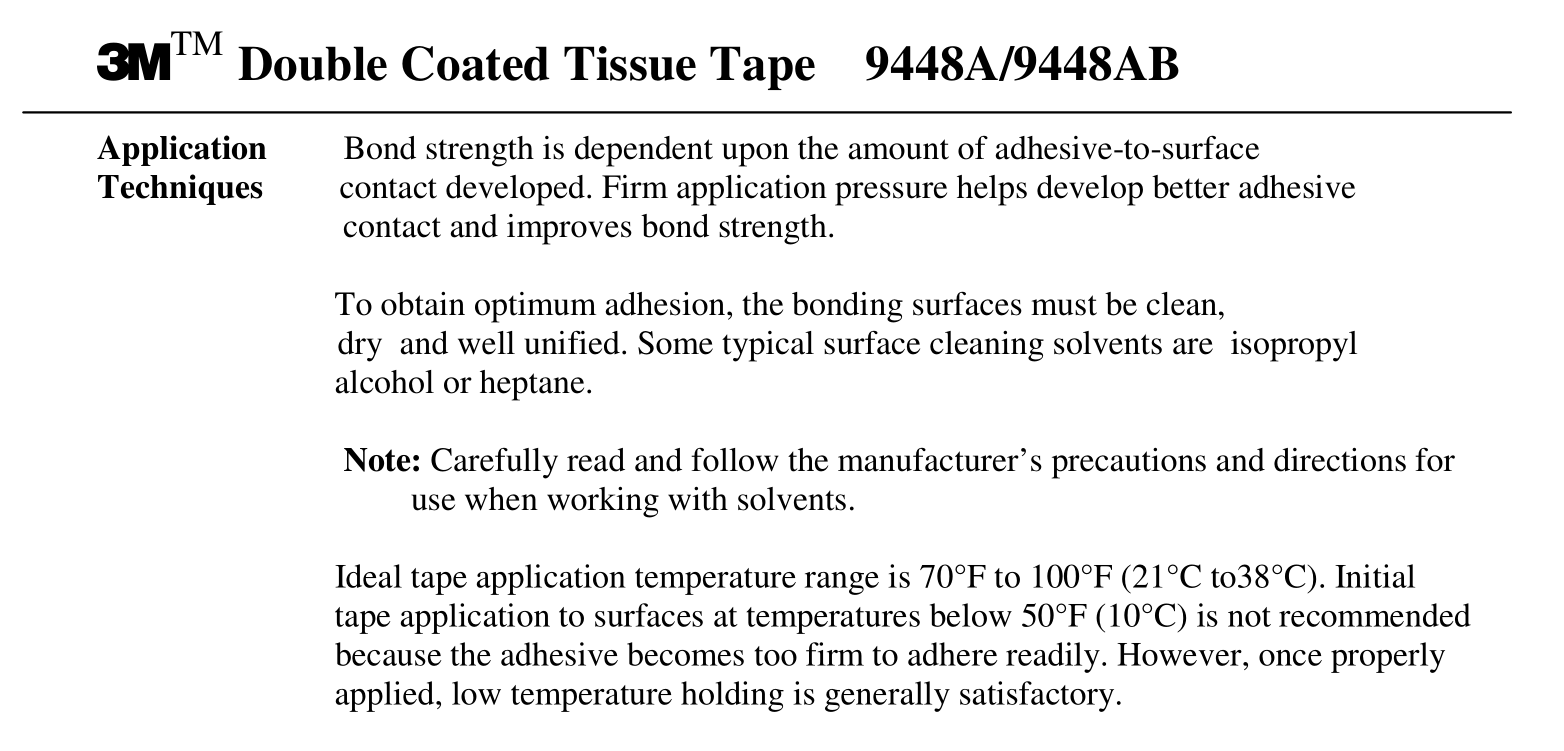 3M Medium UV Resistance Low VOC 9448A Tissue Tape