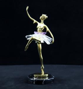 Quality Crystal Skirt Copper Dancing Girl Decorative Art Craft wholesale