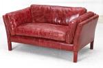 Mid Century Stunning Soft Vintage Leather Sofas With Flared Arms