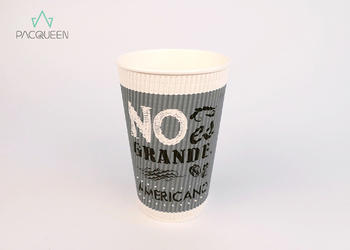 Compostable Disposable Ripple Paper Cups User Friendly Customized Printing