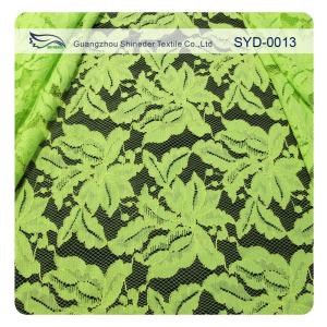 Quality Green And Black Cotton Nylon Cord Lace Fabric For Lady Garment , Leaf Pattern wholesale