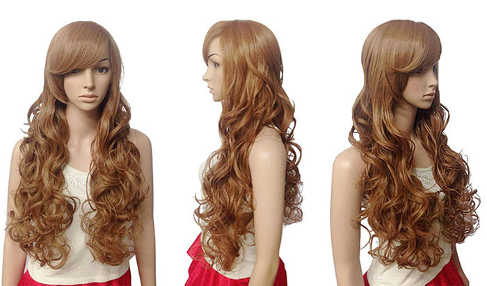 Synthetic Natural Hairline Lace Front Wigs 68 CM Length Non Flammable