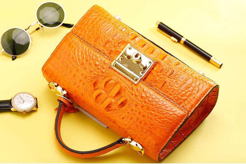 Genuine Alligator Skin Key Lock Closure Lady Small Handbag Authentic Crocodile Leather Women Flap Purse Shoulder Bag