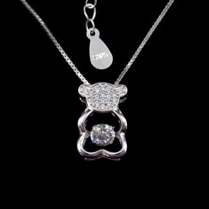 Quality Cute Panda Shape Jewelry Sterling Silver Cz Stone Children's Day Gift Necklace wholesale