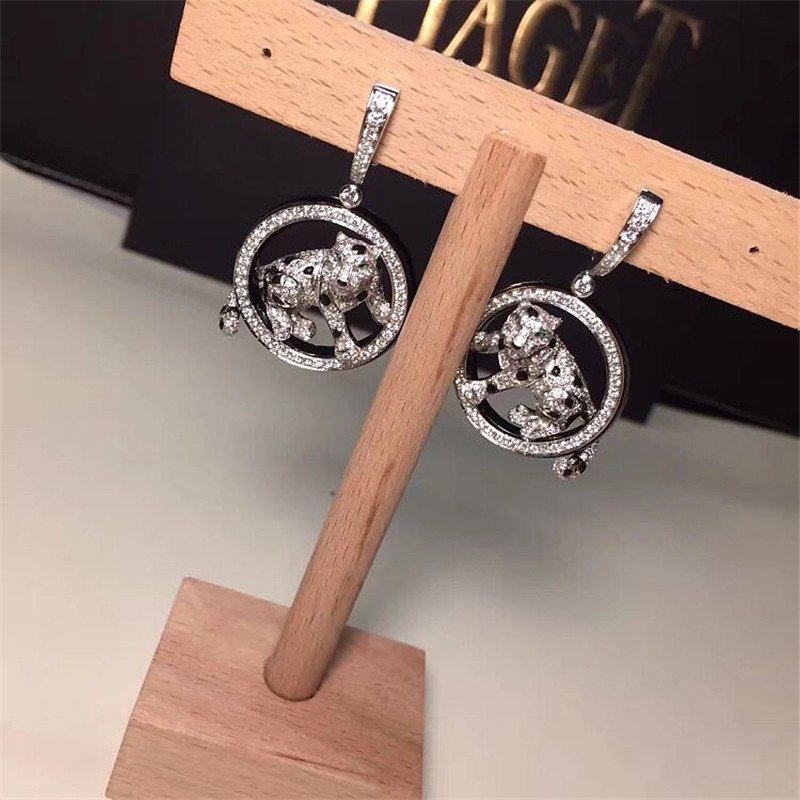 C Earrings full of diamonds leopar white gold yellow gold rose gold diamond earring Jewelry factory in Shenzhen, China