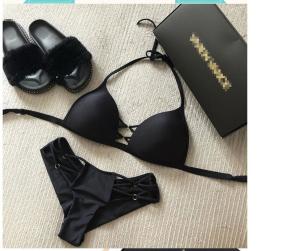 Quality Womail Sexy Beach Bikini Set Mid Waisted Women Solid Color Sport Split Swimwear wholesale
