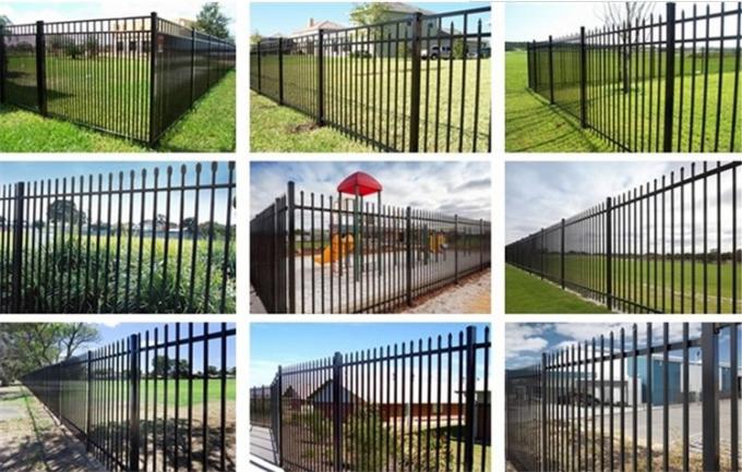 2.1m By 2.4m Steel Tubular Fencing Black Color Security Tube Crimped Spear