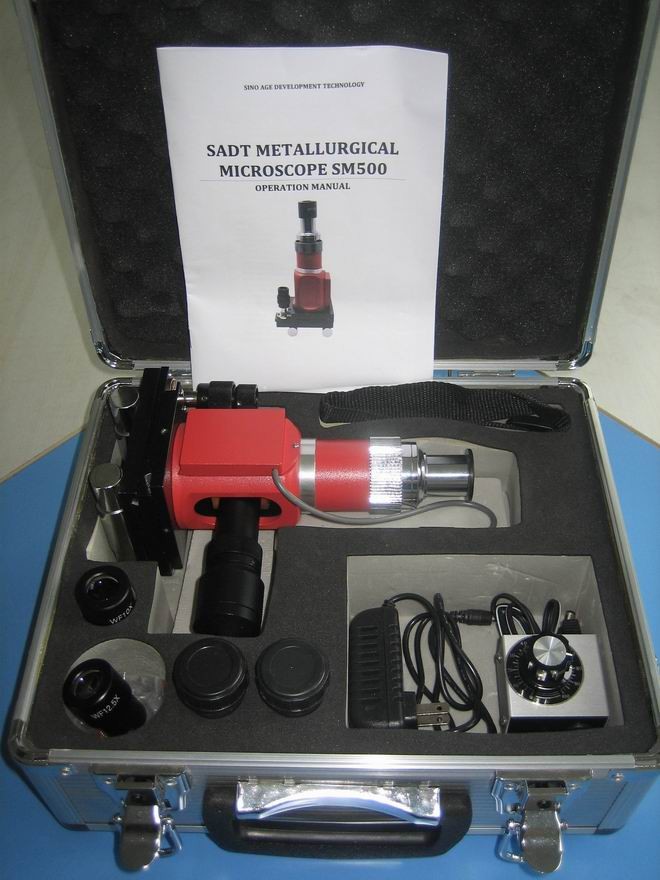 Portable Metallurgical Microscope 100x - 500x 6V 15W Illuminator Magnetic Stand