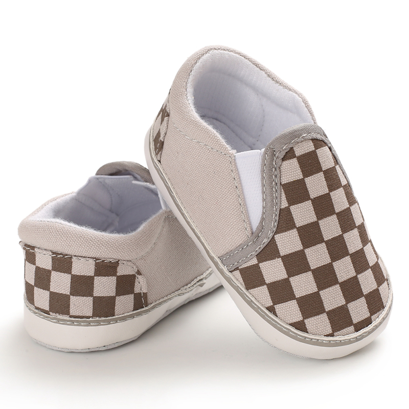 Hot sale Canvas Checkered breathable 0-2 years slip on infant baby boy shoes