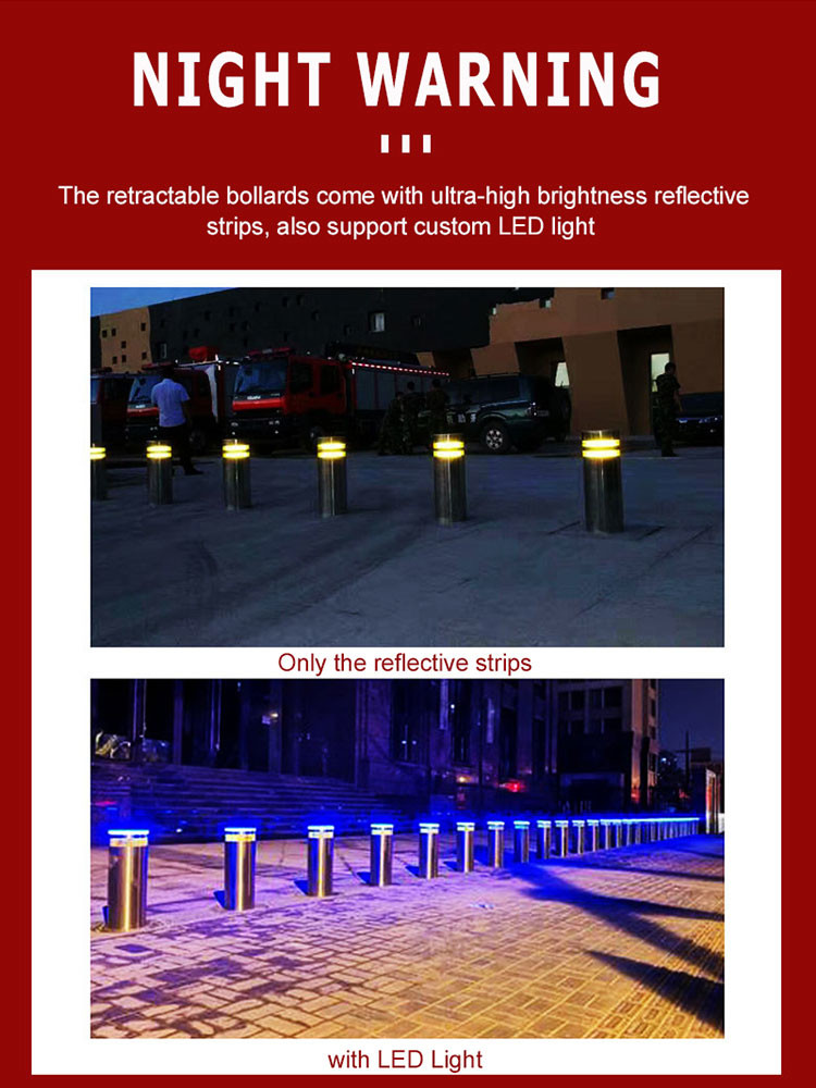 Automatic Bollards for Vehicle Control , Crash-Rated Hydraulic Retractable Barrier with Anti-Corrosion Coating