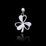 Romantic Style Plain Silver Pendant Heart Shape Petal Clover Design For European