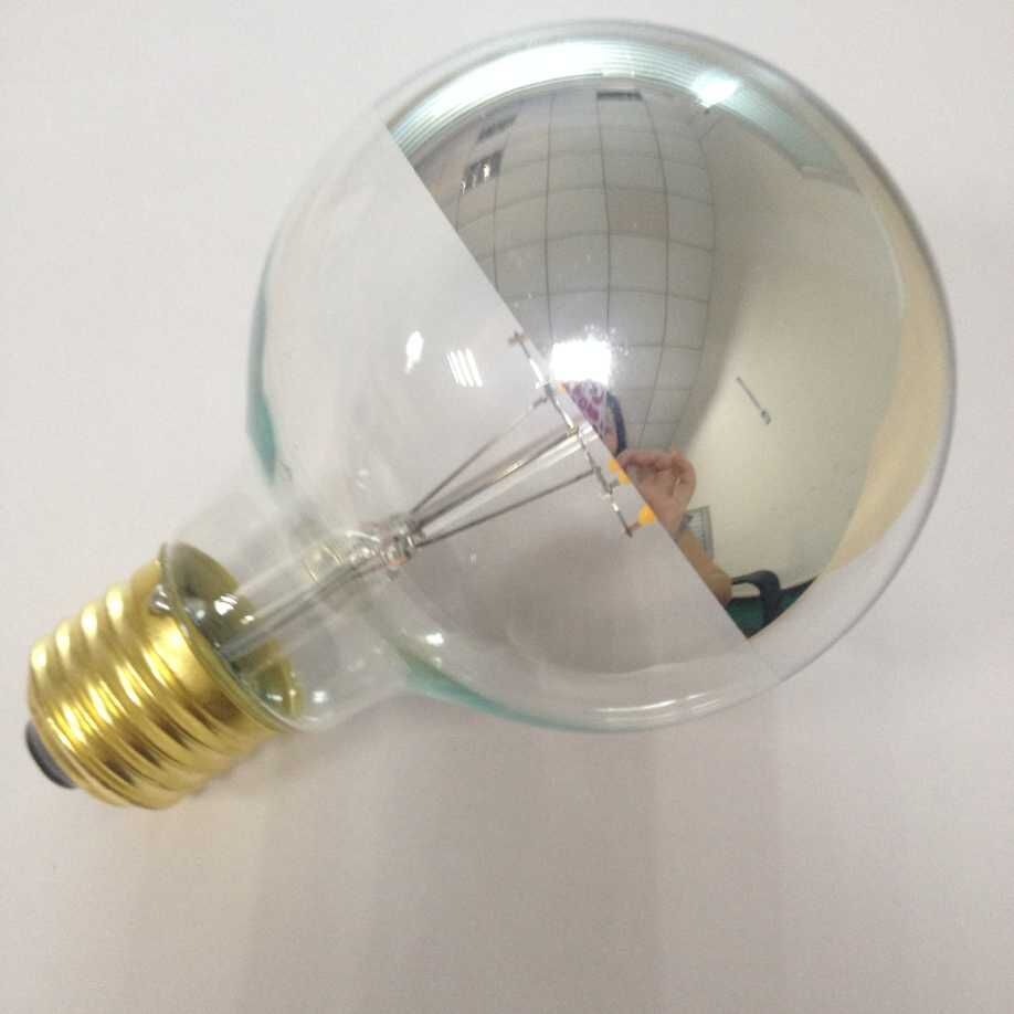 decoration lighting globe bulbs dimmable filament LED G80 lamp half silver mirror chorme