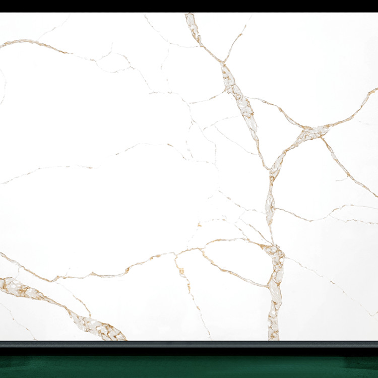 Calacatta Color Artificial Countertop Quartz Stone Slabs 3200x1600mm For Kitchen