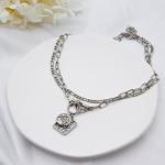 Silver Alloy Fashion Jewelry Necklaces Hip Hop Shaped Round Hoop