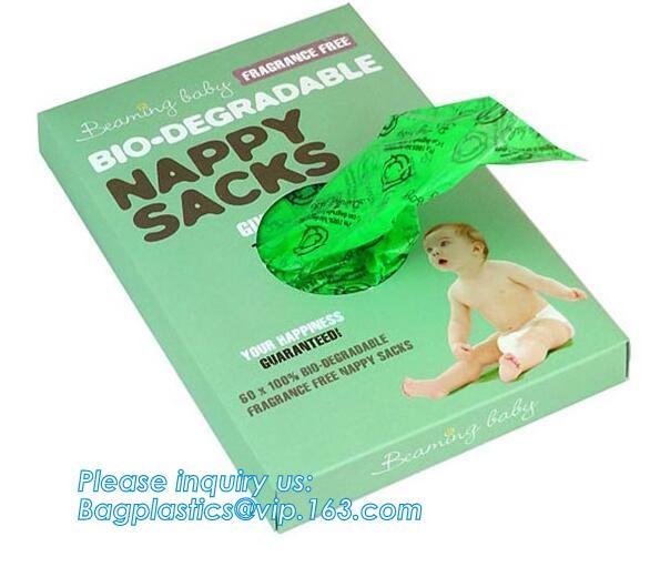 Easy-Tie Baby Disposable Diaper Sacks Bags,100% Biodegradable Diaper Bags with Baby Powder Scent, bagplastics, bagease