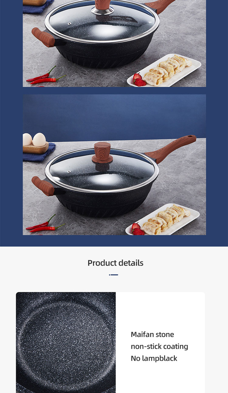Hot Selling Maifan Stone Coating Saute Pans Aluminum Frypan Non Stick Deep Frying Pan With Lid