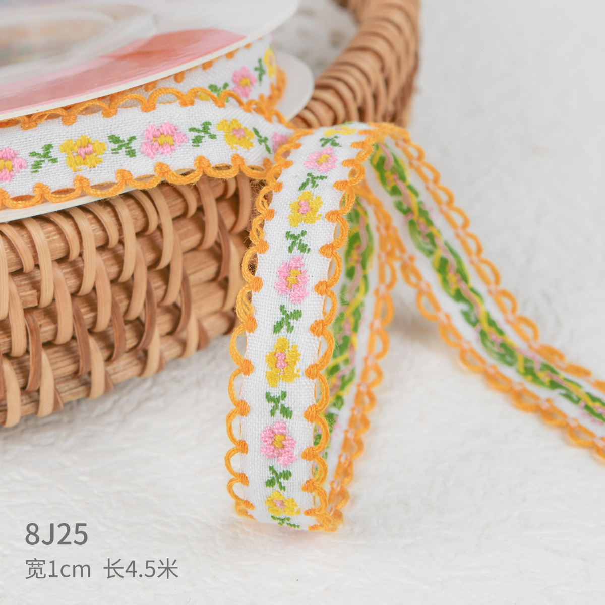 15mm*50y Pastoral Floral Cotton Ribbon Baking Cake Ribbon Bow DIY Material Decoration Ribbon Flower Bouquet Packaging