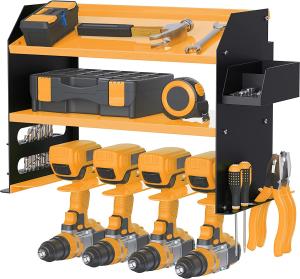 Quality Wall Mount Garage Storage Rack Non-folding Drill Holder with Magnet Bar Organization Bin wholesale