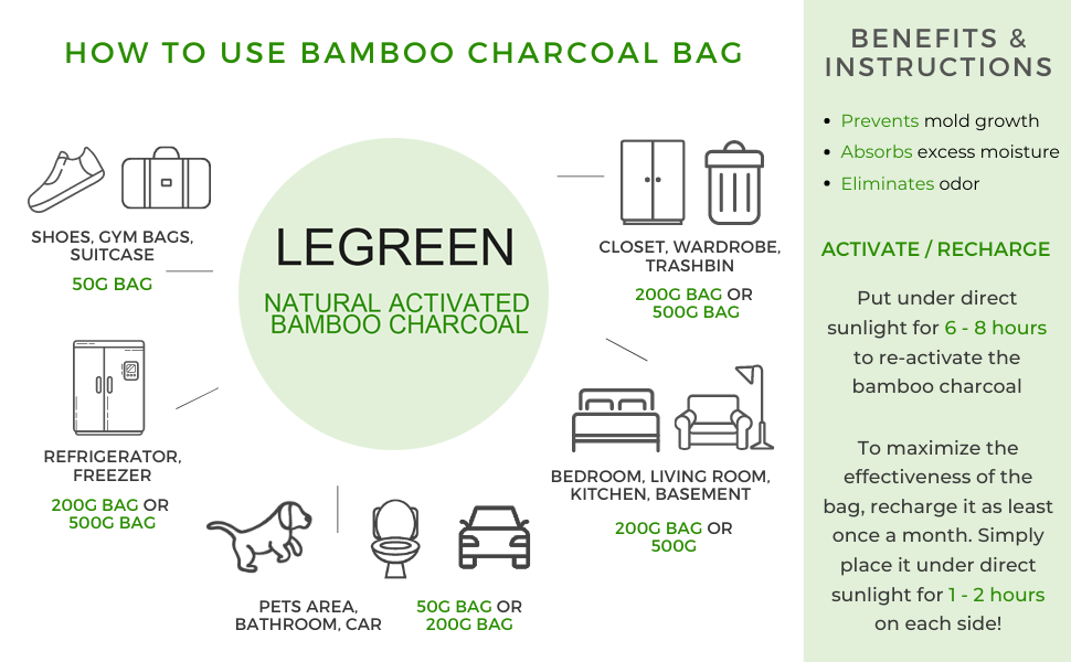 Activated Bamboo Charcoal Deodorizer Sustainable Shoe Deodorant