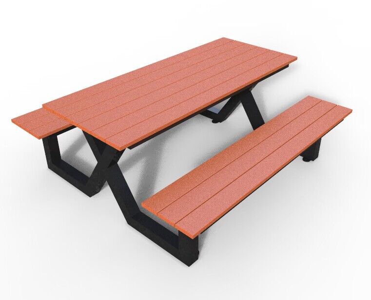 5 Years Warranty Modern Fashion Style Long Wood Metal Composite Park Garden Patio Outdoor Bench Table