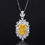 925 Sterling Silver Jewelry Set Radiant Cut Created Yellow Diamond Pendant Ring