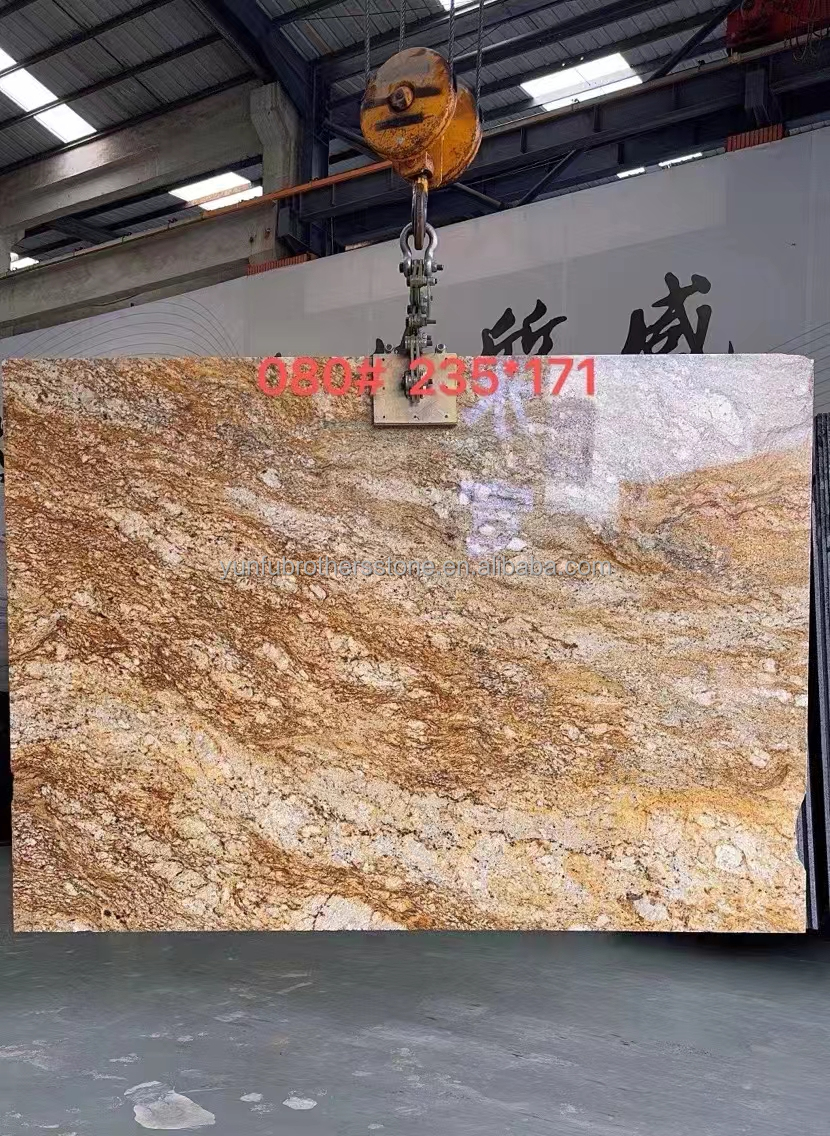 Modern Design Hotel Ornamental White Granite with Gold Veins 20mm Polished Big Slabs
