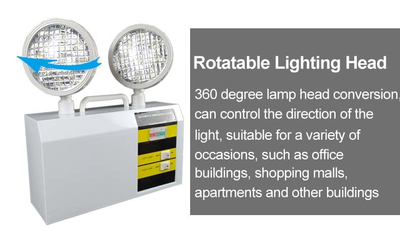Waterproof 5000k Twin Head Emergency Light For Shopping Malls