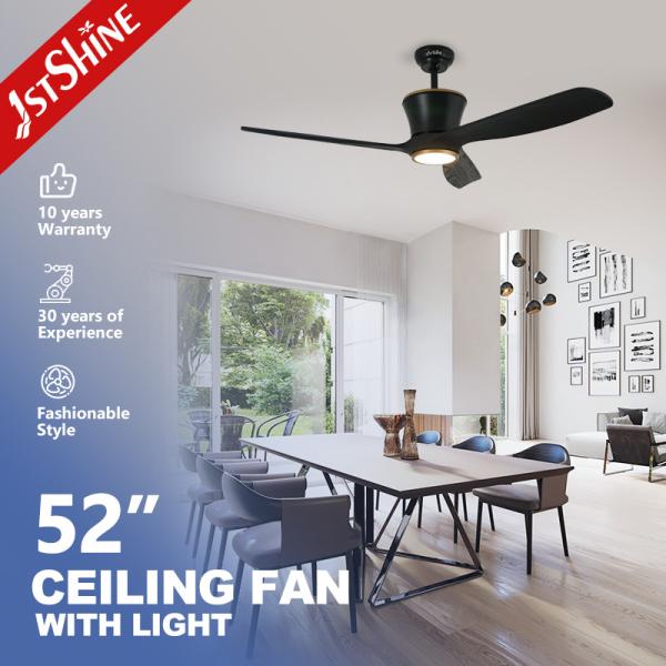 Pure Copper DC Power Source Black Wooden Blades LED Ceiling Fan with 3 Color