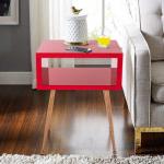 W17.91inch Red Mirror Coffee Bedside Table 10.8kgs Stainless Steel Leg
