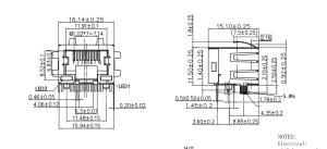 Shielded XMK-9758-8813-S0L1-H LEDS LPJE169AENL Low-Profile RJ45 Connector