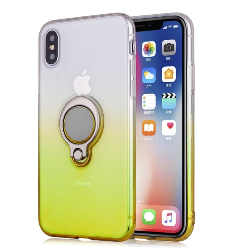 Color Gradient Ring Magnetic Car Mount Holder Soft TPU Case Back Cover For Huawei P20 Lite Mate 10 Lite/NOVA2i Y7 PRIME