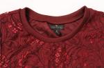 Red Elegant Womens Lace Long Sleeve Top 65% Cotton 35% Nylon