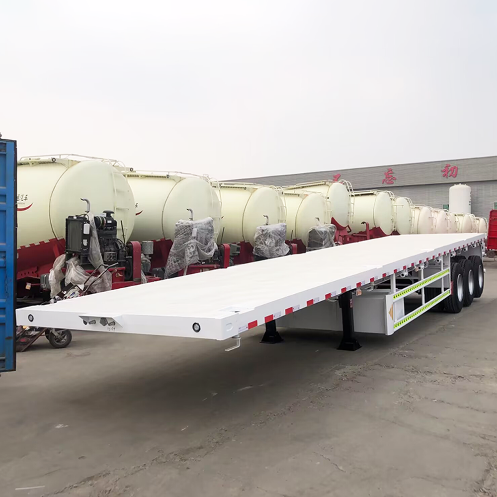 Custom 3 Axles 4 Axles 40ft 48ft 53ft 60ft Shipping Container Flatbed Semi Trailer For Rwanda And Tanzania