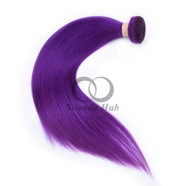 Purple Straight Remy Human Hair Bundles Sew In Weave Bundles Brazilian Bundle Deals
