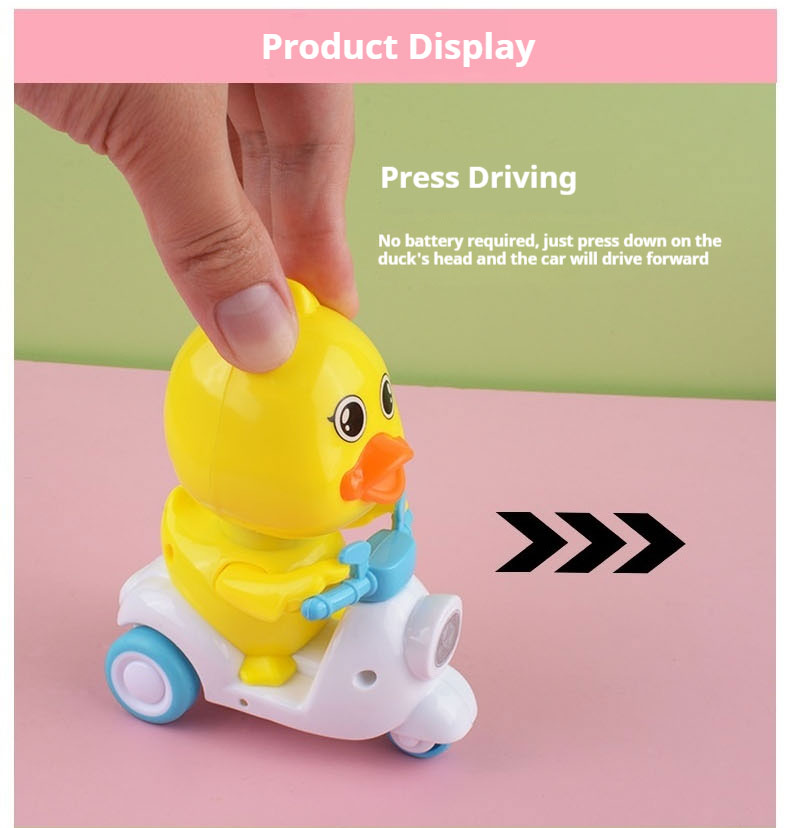 Wholesale Toys Rubber Ducklings Children's Pressure Inertia Return Little Yellow Duck Riding Duck Toy for Child