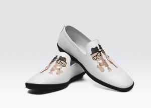 Quality Hand Painted Flat Soft Leather Loafers , Printed Mens Patterned Loafers wholesale
