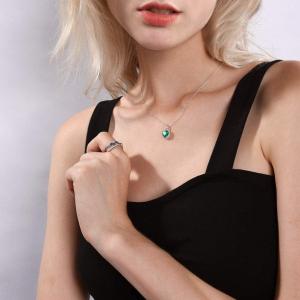 Quality 6.06 Carat TCW Heart Cut Gemstone Created Emerald 925 Sterling Silver Necklace Pendant with free 18 Chain wholesale