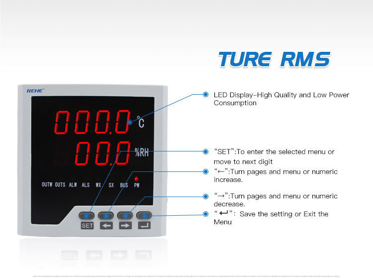 WSK Series Digital Thermometer Humidity And Temperature Controller RS485 MODBUS Protocol