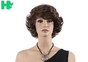 Quality 120g - 150g Synthetic Hair Brown Short Wave Wigs Black Color No Shedding wholesale