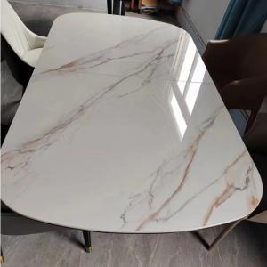 Quality SAI Marble Printing Tempered Art Glass Rectangular Dining Table wholesale