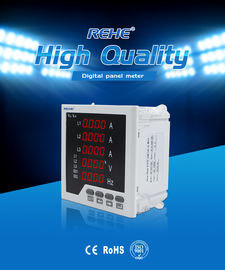Slim model Three phase multi amp volt Hz digital multi panel Meter 010v meter