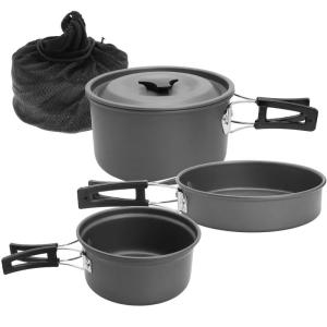Quality Black Aluminium Alloy Camping Pot Set 0.8mm Thickness THNH-03 wholesale