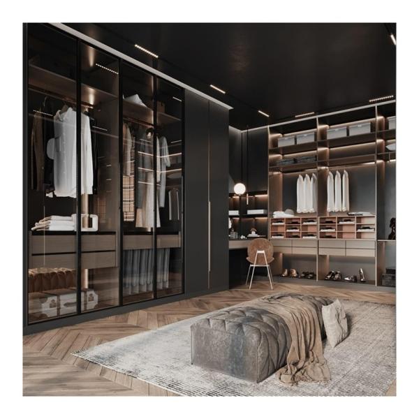 Modern Style Wooden Bedroom Combination Walk-in Closet for Home Villa Hotel