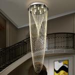 Luxury Stair Chandelier Lighting Crystal Tassel Indoor Lighting Restaurant Lobby