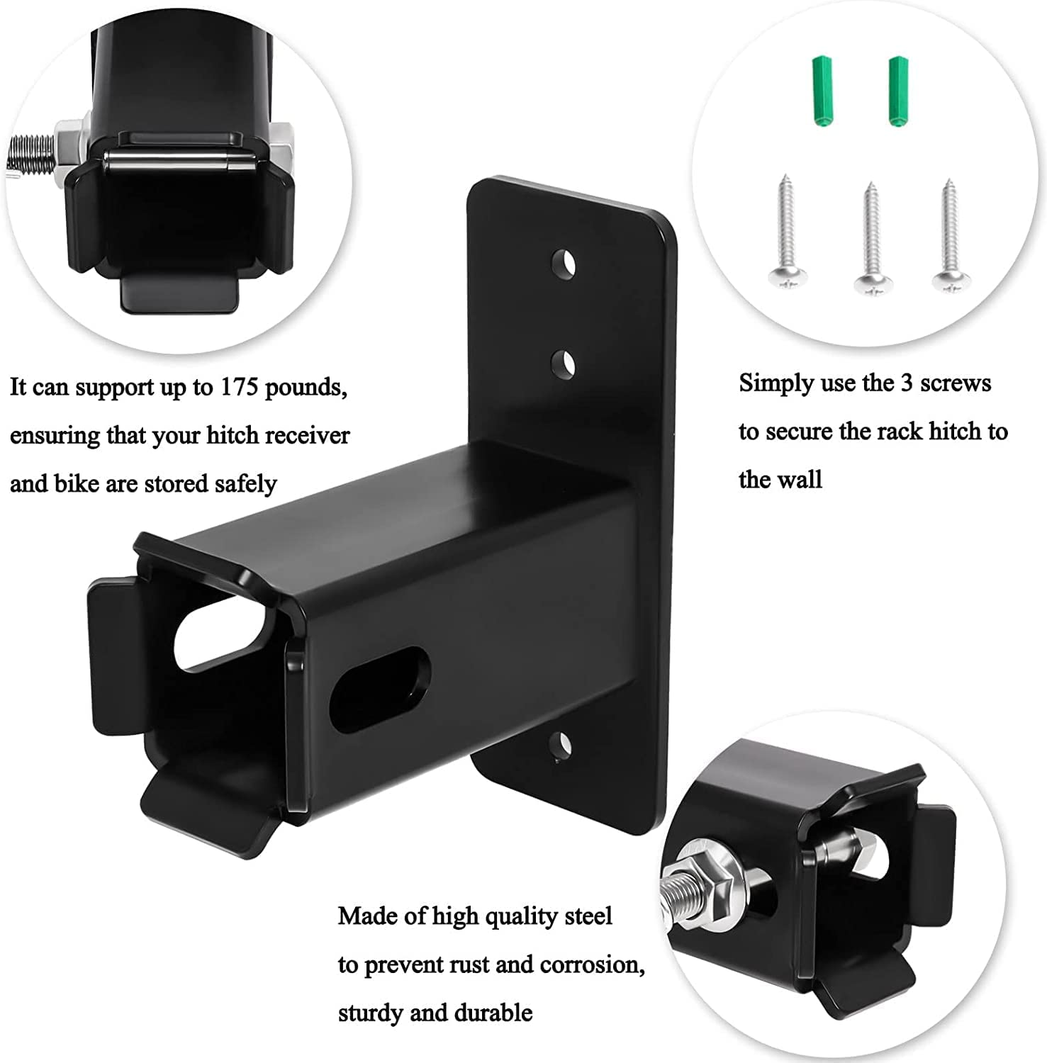 1.25 inch/2 inch Hitch Wall Mount Adapter for Trailer Receiver Storage Optimization