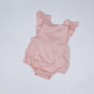 Quality New Born Rompers Pink Color Poplin Fabric Baby Dress Jumpsuits wholesale