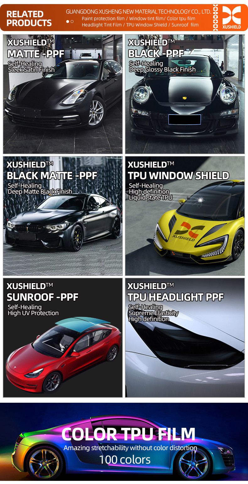 XUSHIELD PPF Film Self Healing TPU Stealth Film Glossy Matte Black Car Paint Protection Film Clear Car Wrap Proteccion