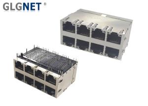 Quality 60W 10G RJ45 Connector Jack 2x4 Stacked 30u Gold Plating PA6T Housing EMI Spring wholesale