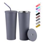Custom Logo Coffee Vacuum Tumbler Bottle Mugs With Straw