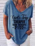 Small Business Ladies Stylish Tops Women'S Summer Print Short Sleeve V Neck T